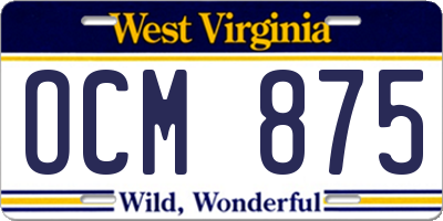 WV license plate OCM875