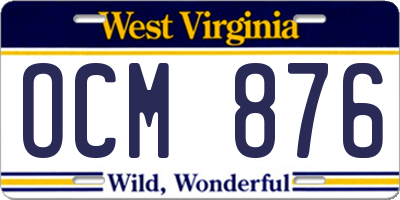 WV license plate OCM876