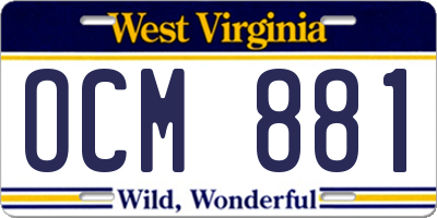 WV license plate OCM881