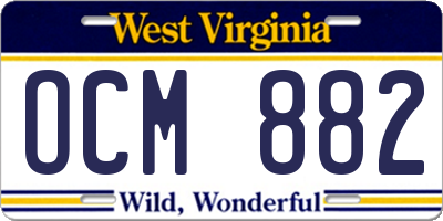 WV license plate OCM882