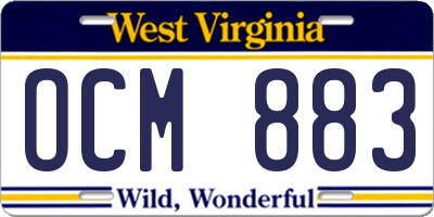 WV license plate OCM883