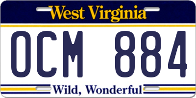 WV license plate OCM884