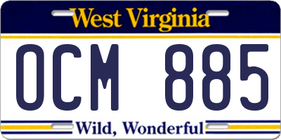 WV license plate OCM885