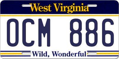 WV license plate OCM886