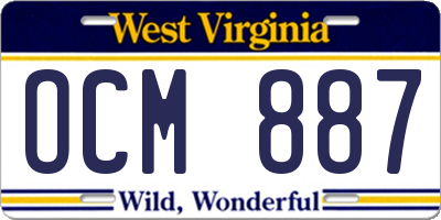 WV license plate OCM887