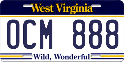 WV license plate OCM888