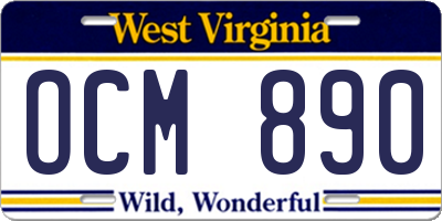 WV license plate OCM890