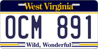 WV license plate OCM891