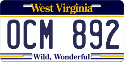 WV license plate OCM892