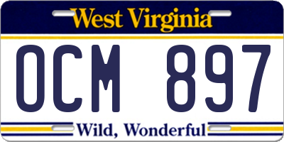 WV license plate OCM897