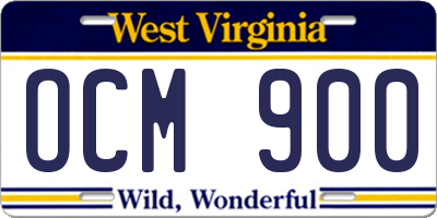 WV license plate OCM900
