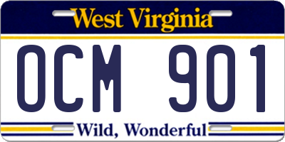 WV license plate OCM901