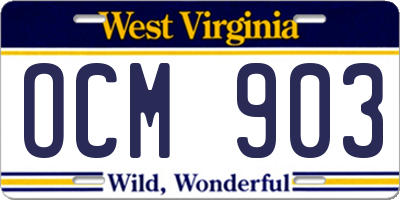 WV license plate OCM903