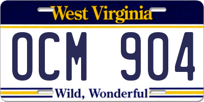 WV license plate OCM904