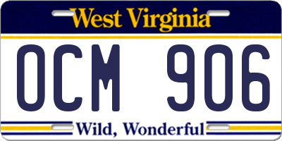 WV license plate OCM906