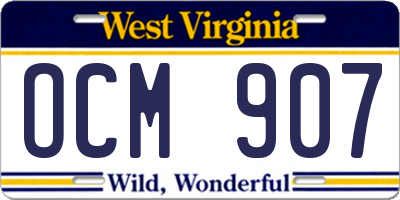WV license plate OCM907
