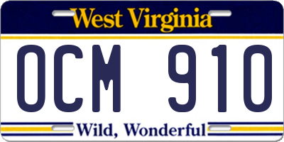 WV license plate OCM910