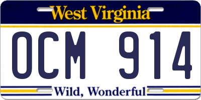 WV license plate OCM914
