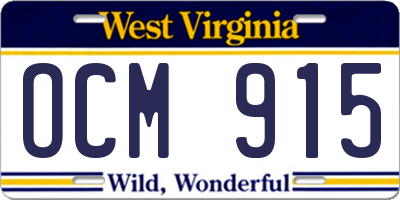 WV license plate OCM915