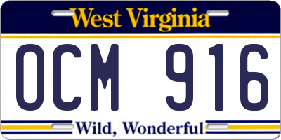 WV license plate OCM916