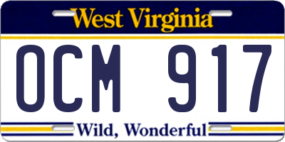 WV license plate OCM917