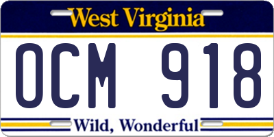 WV license plate OCM918