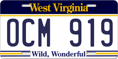 WV license plate OCM919