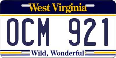 WV license plate OCM921