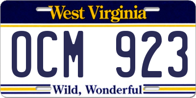 WV license plate OCM923