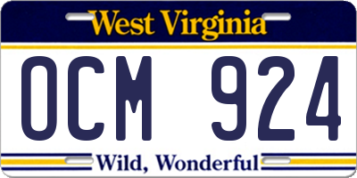 WV license plate OCM924