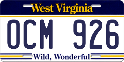 WV license plate OCM926