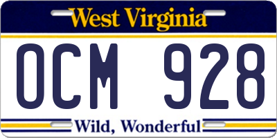 WV license plate OCM928