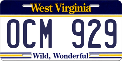 WV license plate OCM929