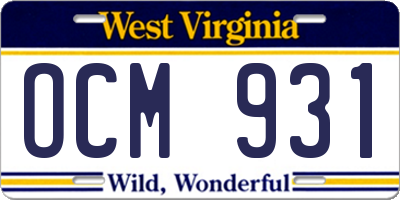 WV license plate OCM931