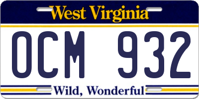 WV license plate OCM932