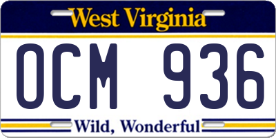 WV license plate OCM936