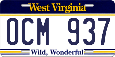 WV license plate OCM937
