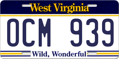 WV license plate OCM939