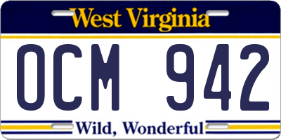 WV license plate OCM942