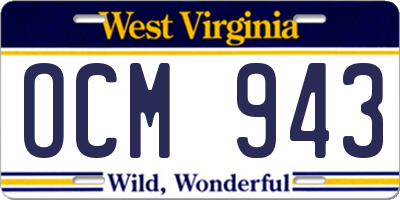 WV license plate OCM943