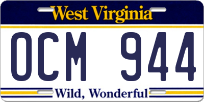 WV license plate OCM944