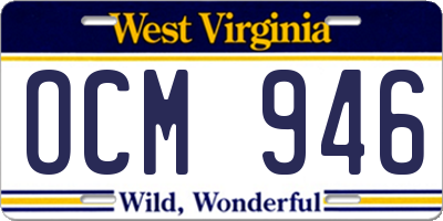 WV license plate OCM946