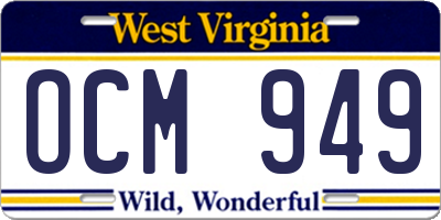 WV license plate OCM949