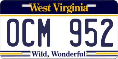 WV license plate OCM952