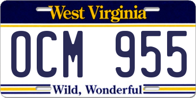 WV license plate OCM955