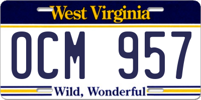 WV license plate OCM957
