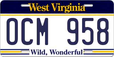 WV license plate OCM958