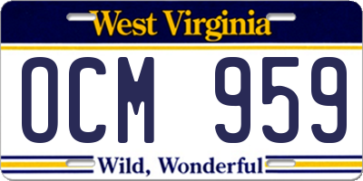 WV license plate OCM959