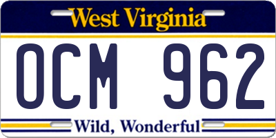WV license plate OCM962