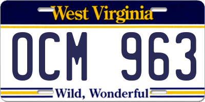 WV license plate OCM963